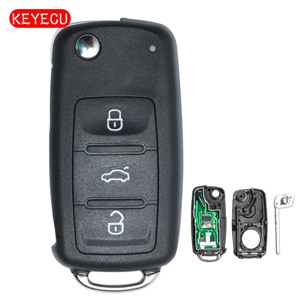 

Keyecu 3PCS/LOT Folding Remote Key 3 Button 434MHZ ID48 for VW Volkswagen Beetle Caddy Golf Jetta 2011-2013 -5K0 837 202 Q