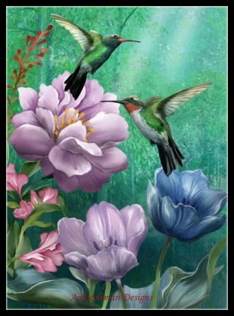 

Embroidery Counted Cross Stitch Kits Needlework - Crafts 14 ct DMC DIY ART Handmade Decor - Hummingbird Garden