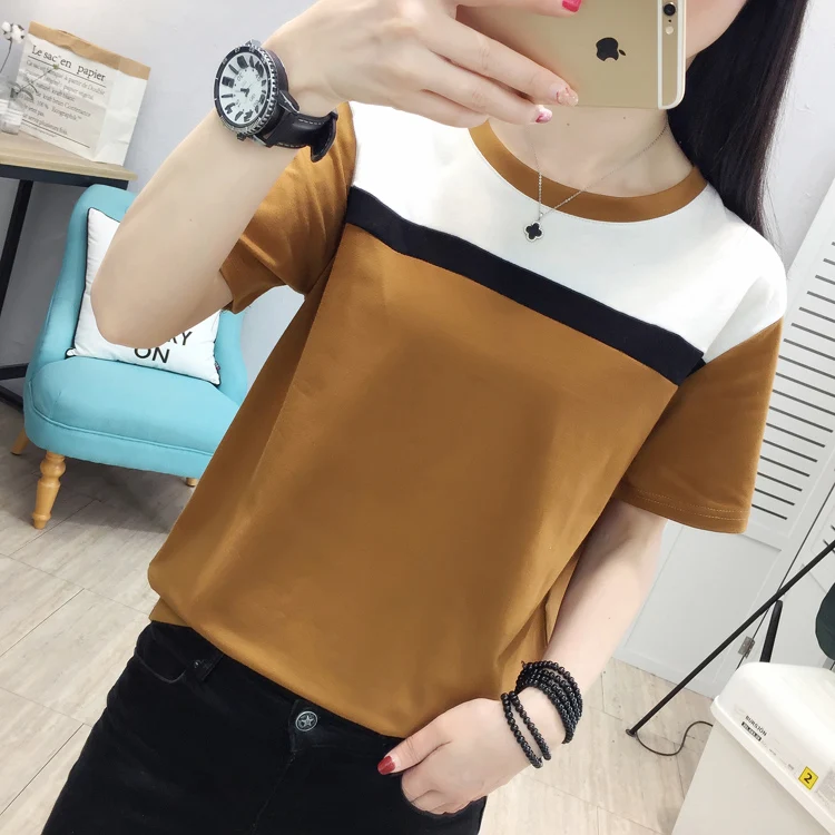 Летняя футболка с коротким рукавом женские топы Camisas Mujer Футболка женская футболка с круглым вырезом свободная хлопковая футболка для женщин размера плюс