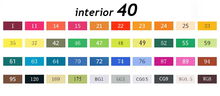 interior 40 TouchFive 30/40/60/80/168маркеры для рисования ручка на спиртовой основе двустороннего искусства Рисунок манга Альтернатива COPIC - Цвет: interior 40