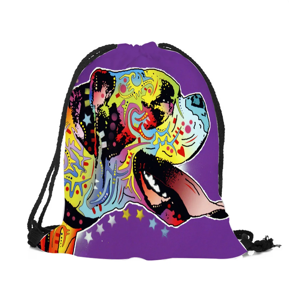 Картина маслом художественные женские рюкзаки сумки Красочные собак полиэстер