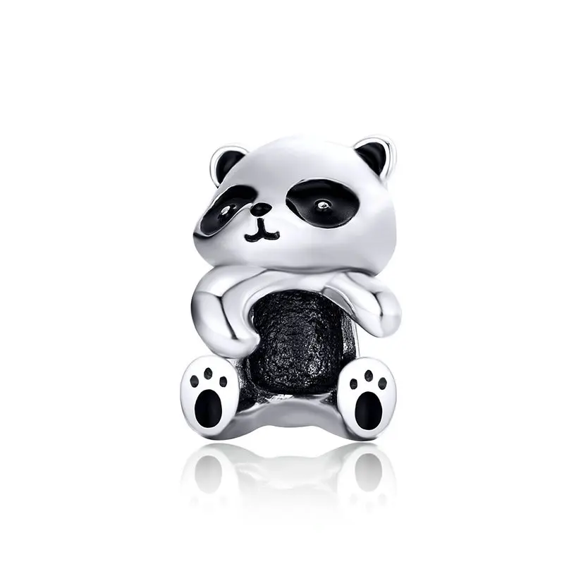 bamoer Zoo Collection Koala Panda Bear Charm Sterling Silver 925 Animal Metal Beads for Original Snake Bracelet Bijoux BSC093 - Цвет: Panda