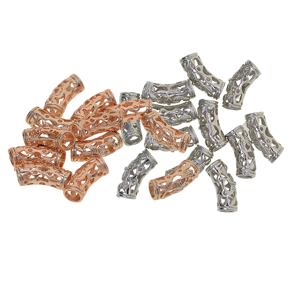 12 Pcs Filigree Tube Beads Curved Hollow Flower Spacer Metal 5.5 mm Hole for Bracelets Necklaces Jewelry Making | Украшения и