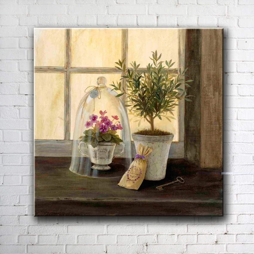 Набор картин маслом на холсте с изображением цветов подоконнике|canvas prints|print on