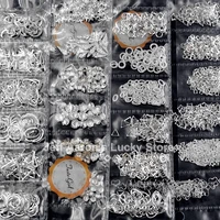 1 pack mixed 3d diy hollow metal frame nail art decorations silver rivet manicure accessories summer shell slider nail studs