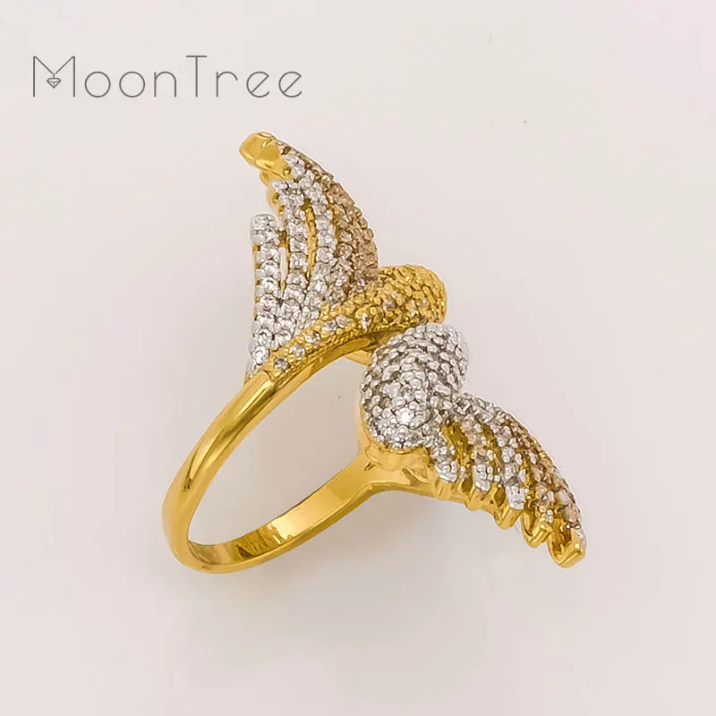 MoonTree роскошное открытое дизайнерское обручальное кольцо с цветком из фианитов