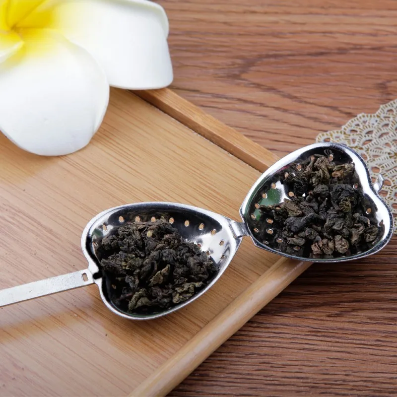 100 шт из нержавеющей стали в форме сердца Чай Infuser Фильтр Ложка ситечко оптом упаковка и Подарочная коробка Упаковка