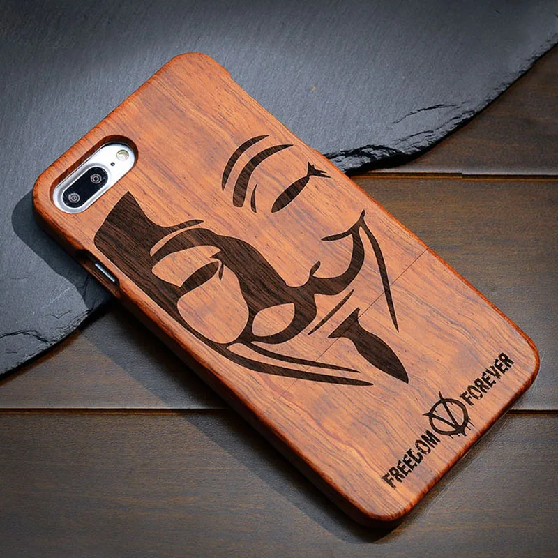 BROEYOUE чехол для iPhone 8 7 6 6S Plus 5 5S SE 100% натуральный бамбук резьба дизайн Роскошный