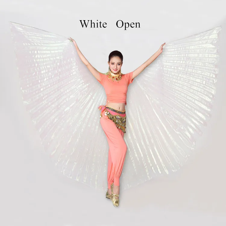 White Open Лидер продаж, недорогой женский профессиональный костюм для танца живота, золотые крылья Isis, без палочки, 360 градусов, открытые крылья Isis, большой размер - Цвет: White Open