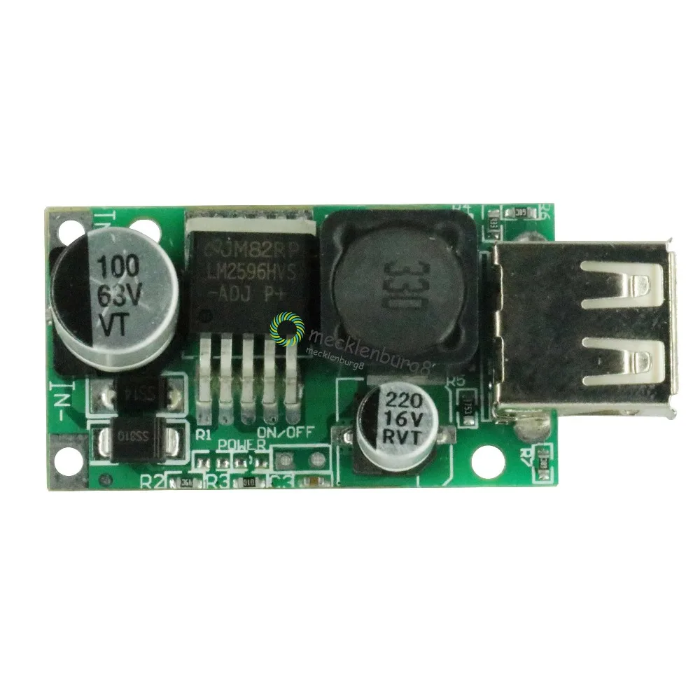 

LM2596HV 9V 12V 24V 36V 48V to 5V 3A модуль зарядного устройства USB 5V DC-DC step-down Модуль преобразователя