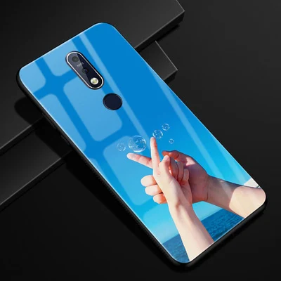Coque для nokia 7,1 чехол градиентное закаленное стекло+ чехол с мягкими краями для nokia 7,1 dream glass чехол nokia 7,1 TA-1100 чехол s shell - Цвет: A12