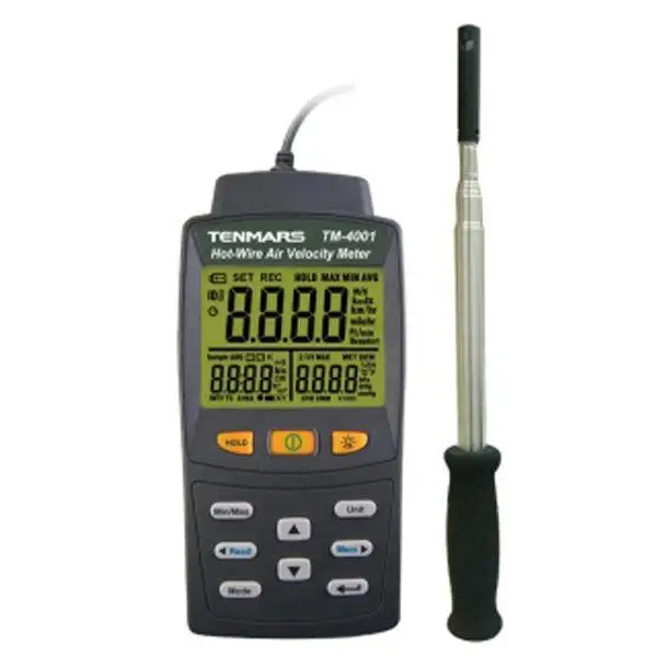 

Digital Hot Wire Anemometer Air Flow (volume) Calculation Temperature Humidity