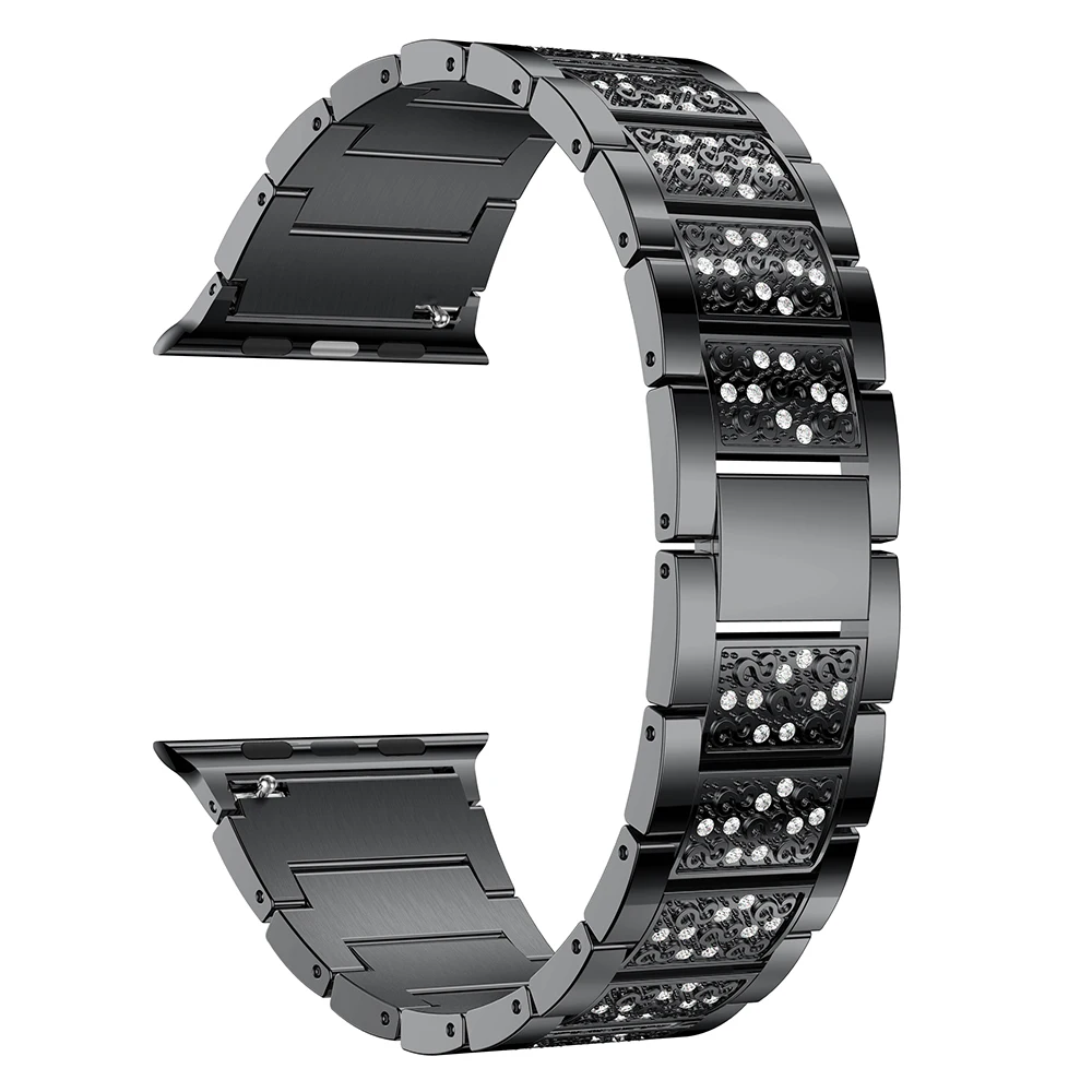 Роскошный Браслет Стразы Bling для Apple Watch Series 3 Band звеньевой браслет из нержавеющей
