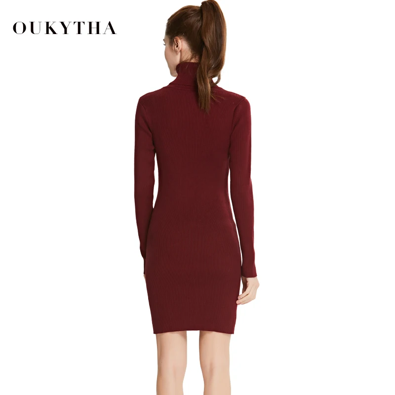 Зимнее женское платье-водолазка теплый пуловер платье-свитер тонкие простые