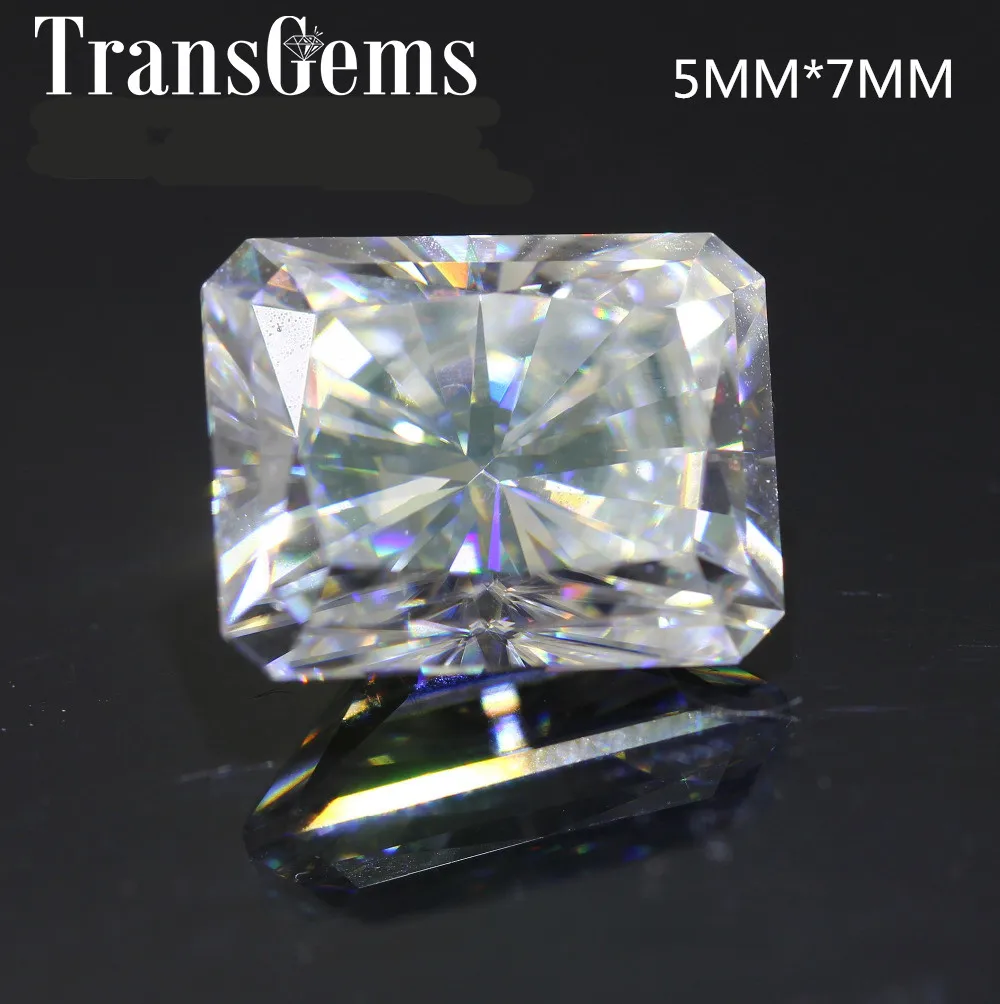 TransGems 1 карат 5 мм * 7 F цветной бриллиант с лучистой огранкой Муассанит свободный