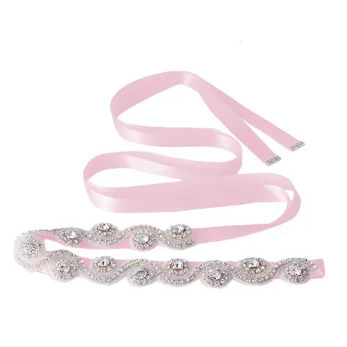 pink TOPQUEEN S10 Свадебные ремни Серебристые бриллиантовые пояса свадебные аксессуары ремни для женщин Свадебное Платье Пояс для невесты - Цвет: pink