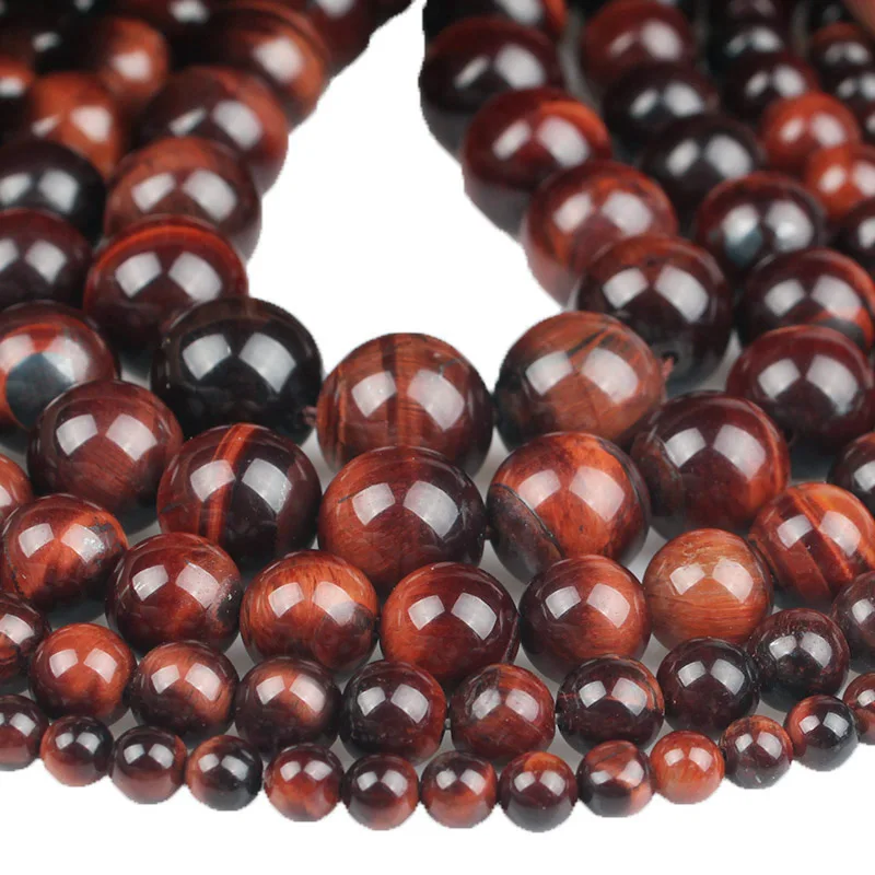 Beads Natural Stone Red Tiger Eye Round Loose 4 6 8 10 12 14 16 18mm DIY For Bracelet Necklace Earrings Jewelry Making | Украшения и