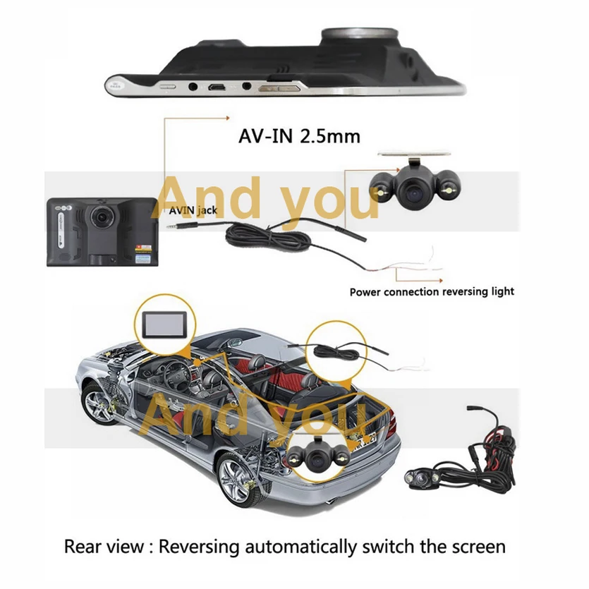 Автомобильный видеорегистратор 7 дюймов Android радар рекордер камера FHD 1080 P