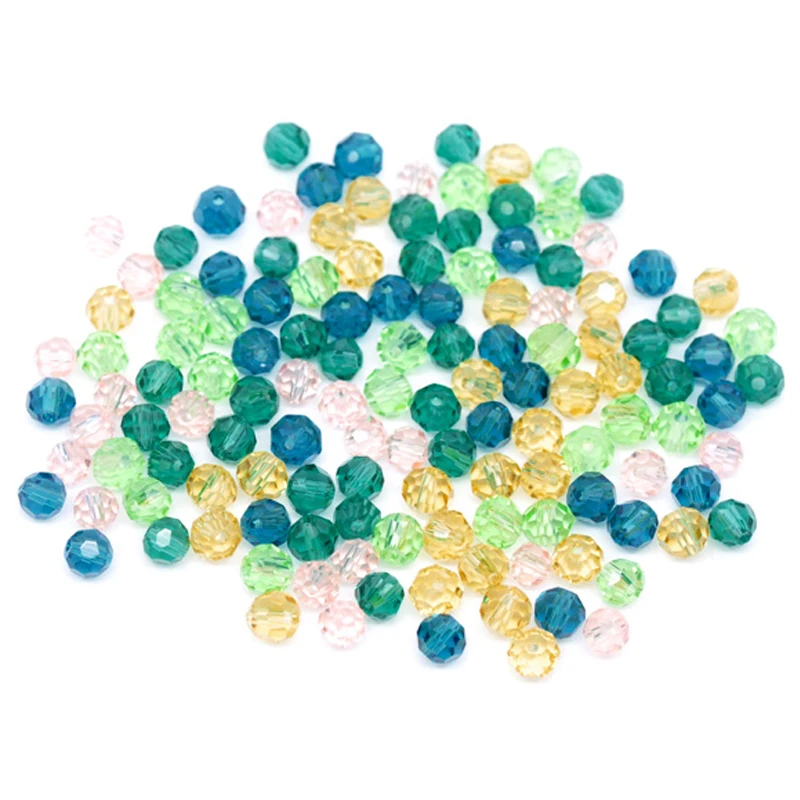 Модные круглые шарики для украшений 200 шт Смешанные Хрустальные кварцевые