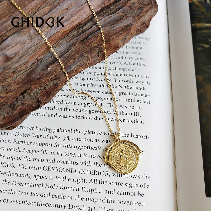 Женские ожерелья Чокеры GHIDBK 925 пробы серебряная подвеска с маленьким диском