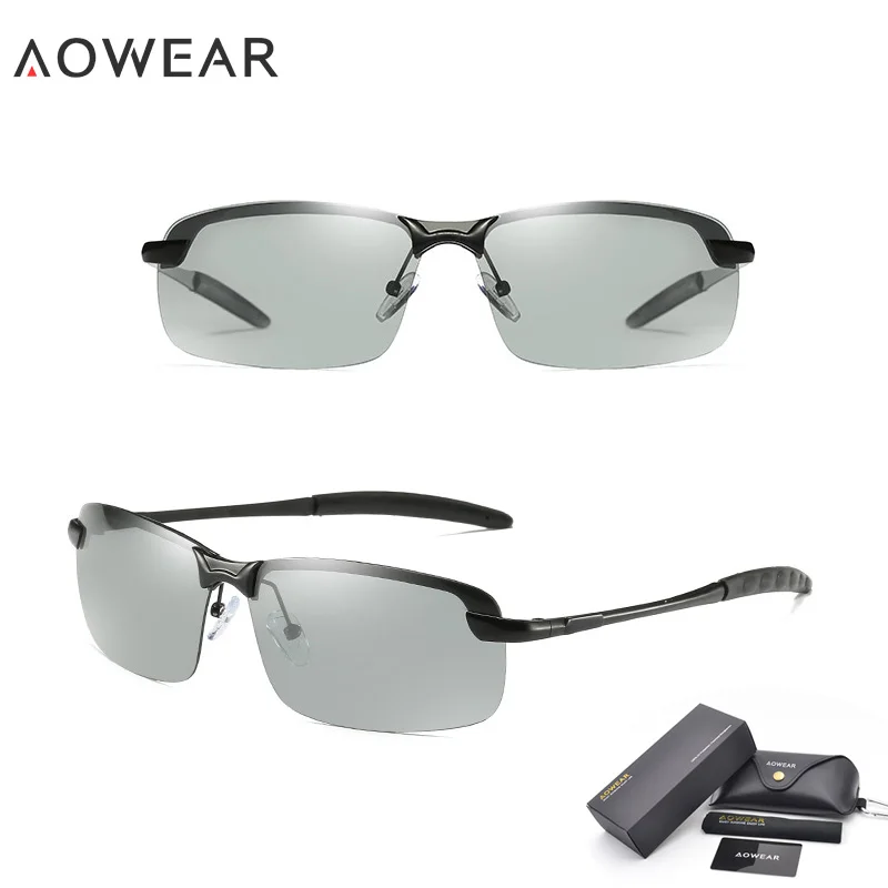 AOWEAR HD хамелеоны солнцезащитные очки мужские поляризованные фотохромные очки Хамелеон для мужчин день ночь вождения солнцезащитные очки Oculos gafas - Цвет линз: 7050B Black