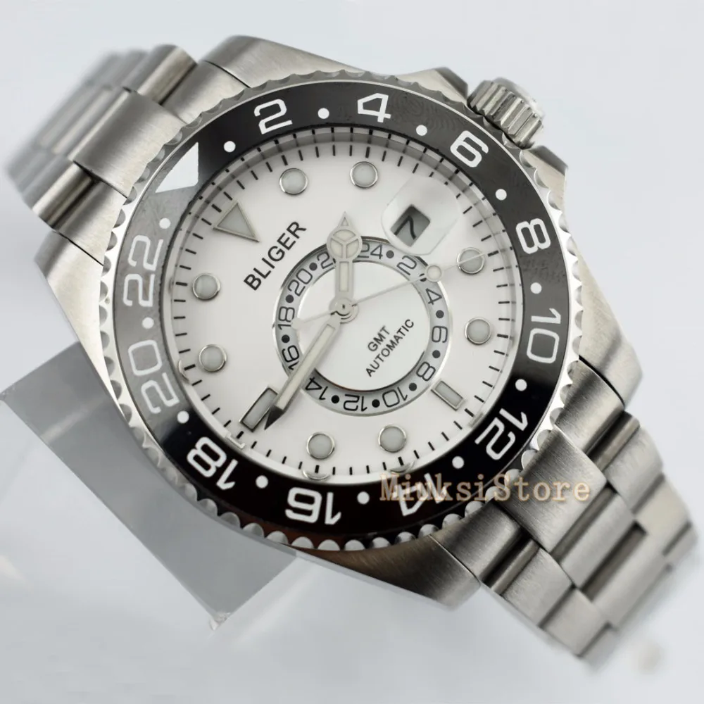 43 мм D'origine белый montre mode pour Top marque automatique multifoncments homme календириор мужские Lumineux |