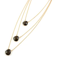 melihe multilayer brown natural stone pendant necklace women 2019 long crystal necklaces pendants gold color jewelry sne160083
