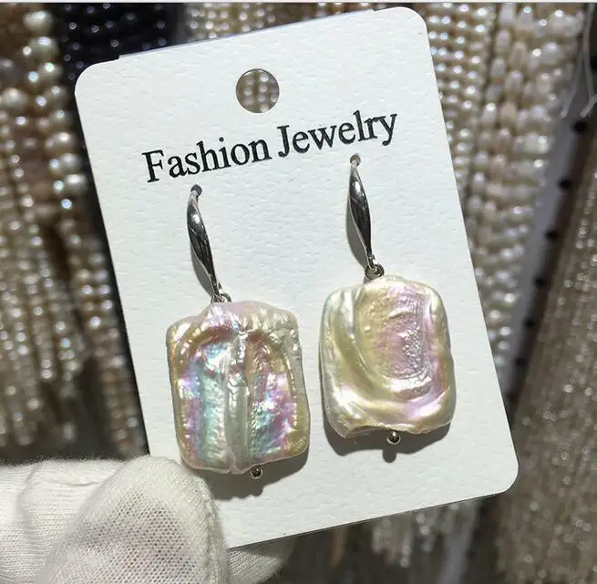 Новые красивые натуральные модные белые серьги в стиле барокко 15 20 мм квадратной