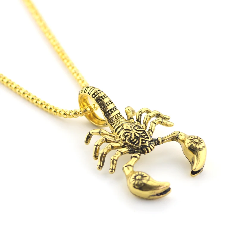 Ювелирные изделия в стиле стимпанк Скорпион массивное ожерелье и кулон золотой