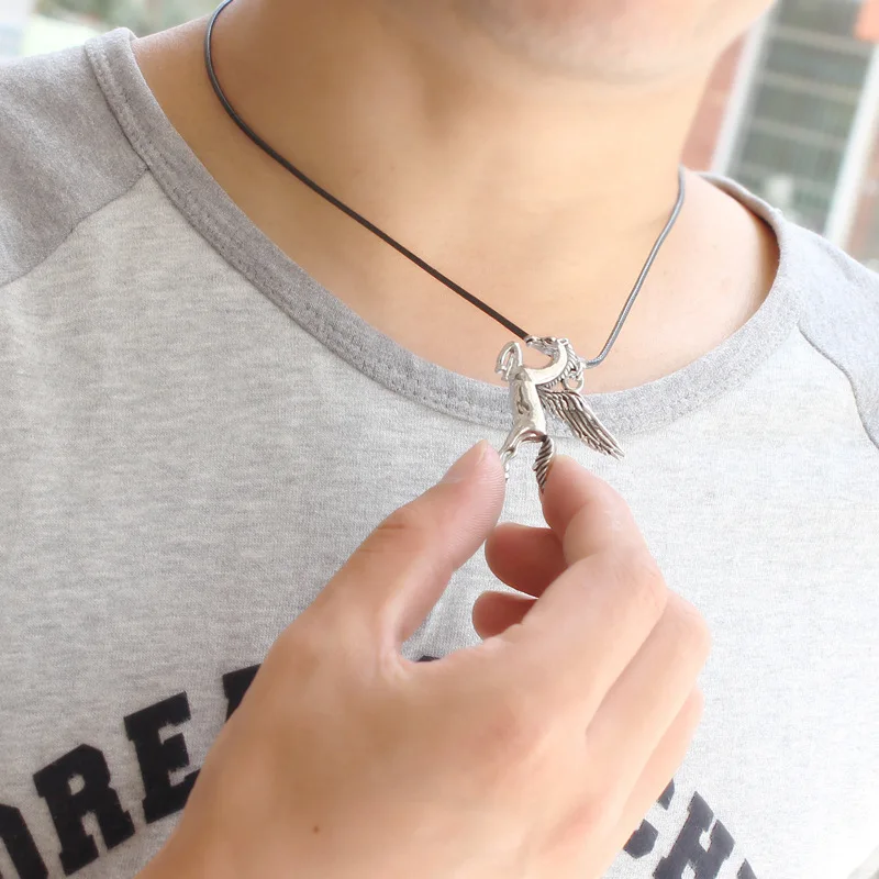 Delicate Stainless steel Fly horse Pegasus pendant Necklace men jewelry Vintage For Women Choker Lovers Gift naszyjnik | Украшения и