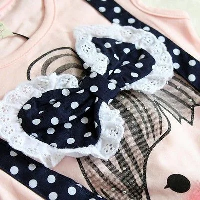 2019 Summer Children Baby Girls Princess Dress One-Pieces Blue Bow Polka Dot Pink Cartoon Girl Print Cute Kids | Детская одежда и
