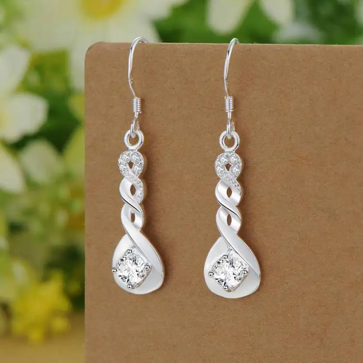 Серьги с серебряным покрытием модные женские Украшения AAA CZ опт WE 079|womens earings
