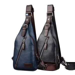 Кожаная нагрудная Сумка-слинг для мужчин, маленький дорожный мессенджер через плечо с защитой от кражи, повседневный модный винтажный рюкзак на ремне