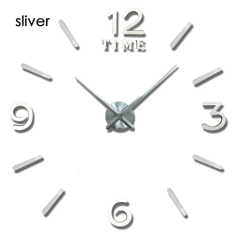 clock 3sliver Настенные часы современный дизайн часы цифровые большие 3D DIY домашний декор светящиеся зеркальные наклейки Мода Новое поступление - Color: clock 3sliver