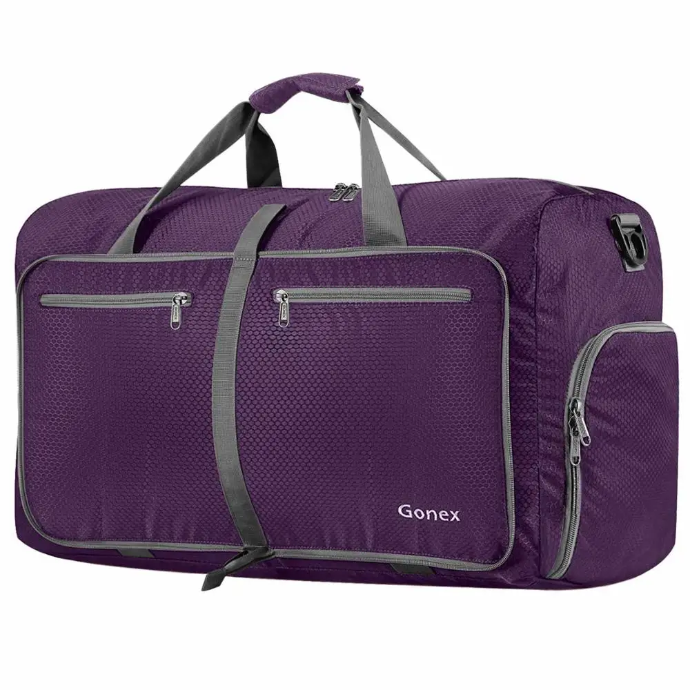 Purple Gonex 80L, модные мужские дорожные сумки, большой нейлоновый чемодан, сумка для спортзала, выходных, отдыха, деловой поездки - Цвет: Purple