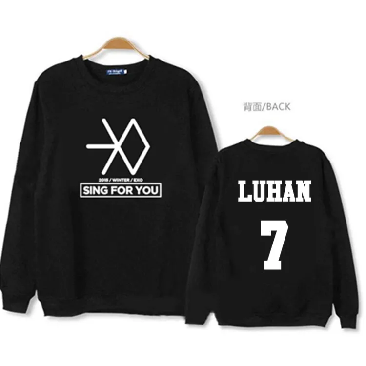 2016 KPOP EXO SING FOR YOU symbol Толстовка в южнокорейском стиле длинная рубашка k-pop одежда