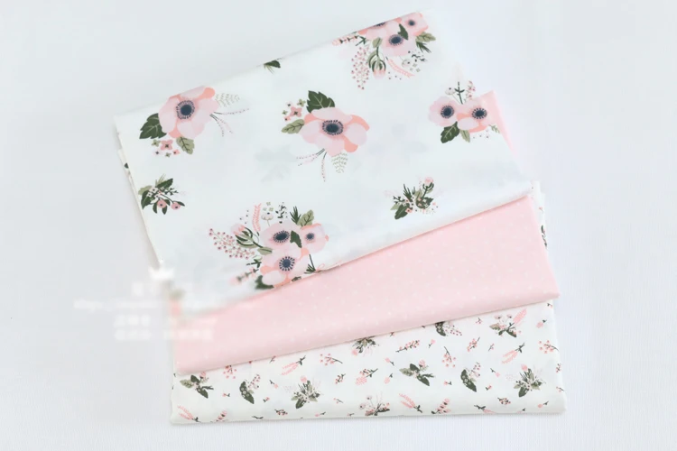 Розовый цветочный саржевый хлопок ткань для Diy сшить Лоскутная одежда Тильда одеяла подушки детское постельное белье текстиль лоскутное Ремесло Материал