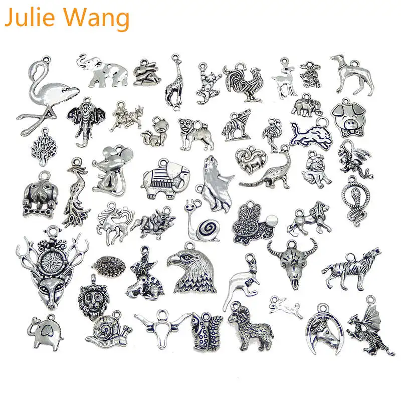 Julie Wang 20 шт. Случайных Смешанных шармов в виде слона кота собаки змеи коровы сплав