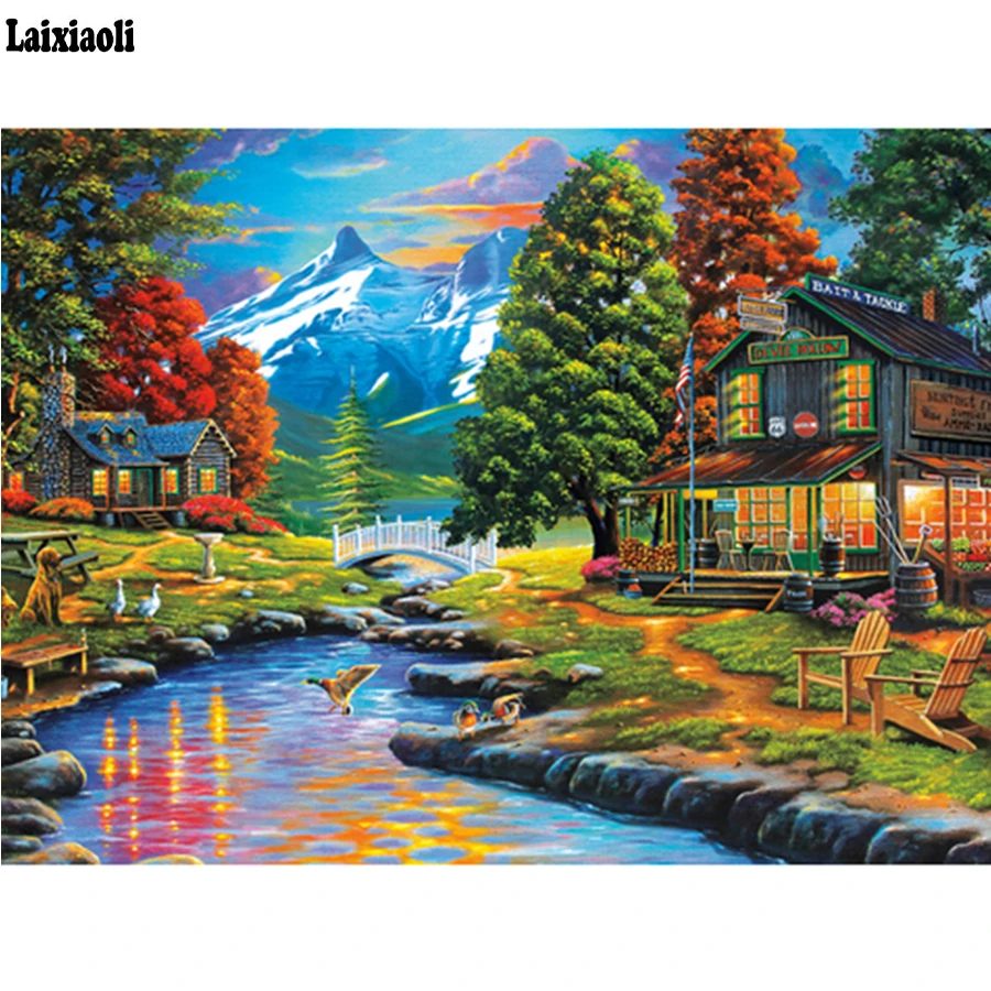 

Best selling 5D full diamond painting autumn & house diamond mosaic picture rhinestone diamond embroidery home decoration