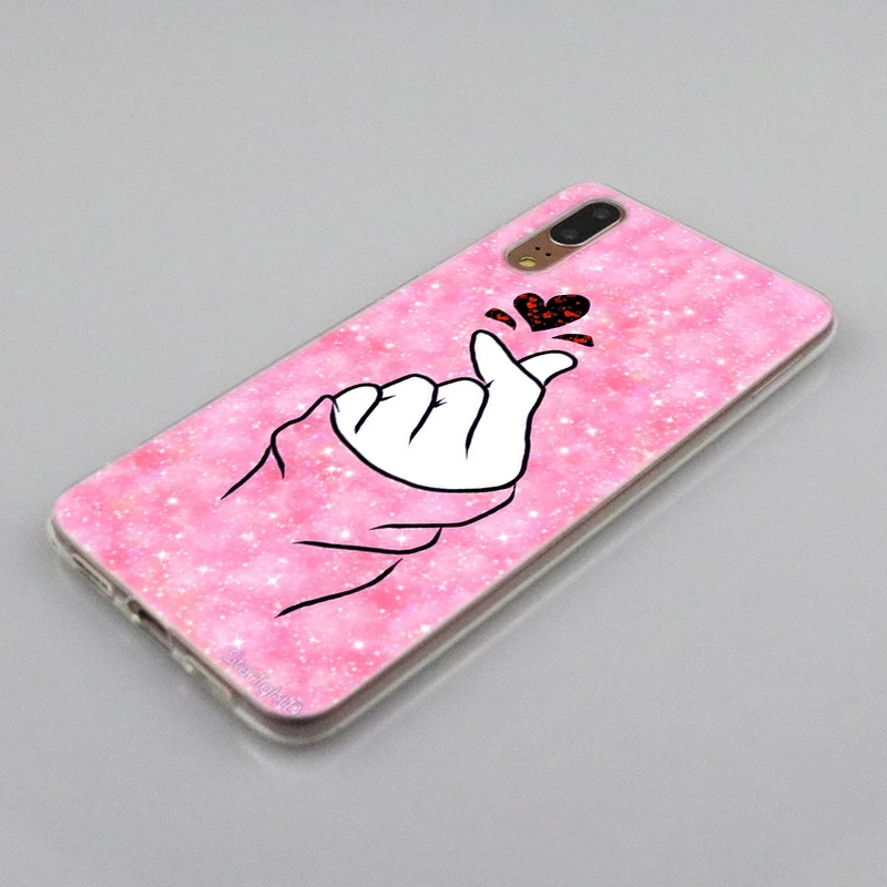 Мягкий силиконовый чехол Love on the finger kpop heart для Huawei P30 P20 P10 P9 P8 Lite 2017 Pro Mini P Smart 2019 Plus |