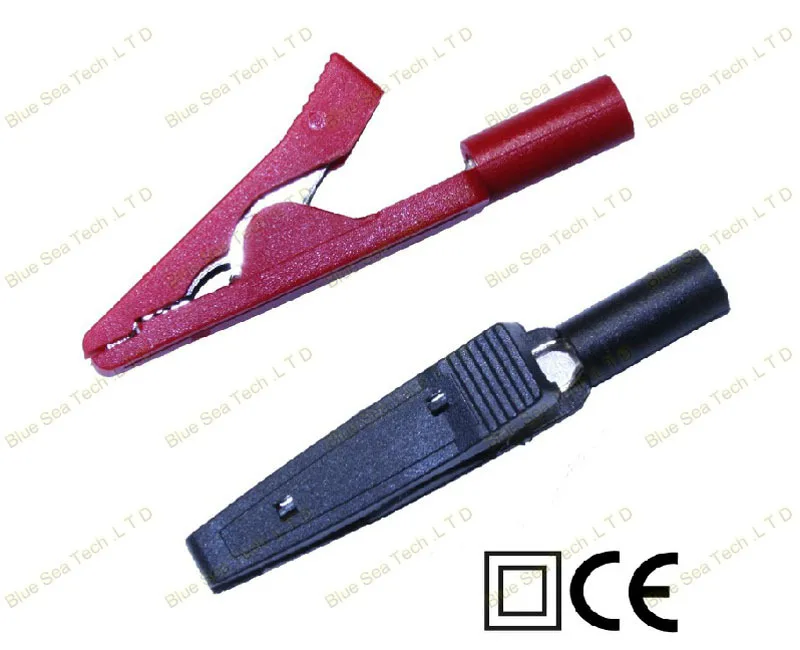 Зажим типа крокодил 41 мм с 2 банановым гнездом латунное Никелированное покрытие +