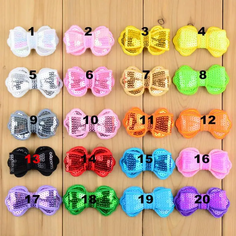

100 PCS/lot , Glitter Bowknot Applique , DIY garment accessories , Sequin Bows