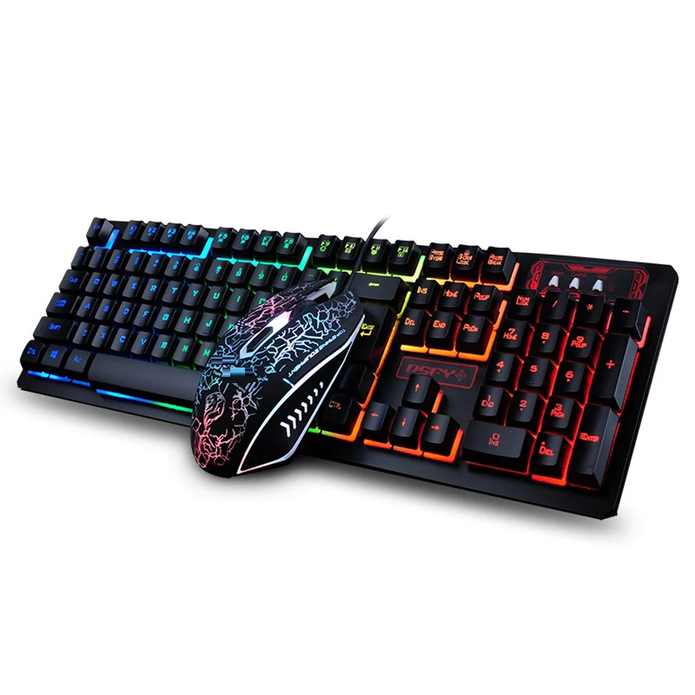 Professional USB Wired Gaming Keyboard and Mouse Kit with Colorful Backlights Keys 2400DPI Mice for Gamer | Компьютеры и офис