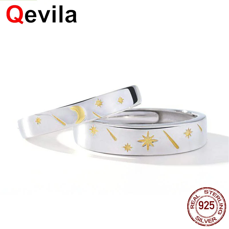 Женские открытые кольца Qevila кольцо из серебра 925 пробы с Луной и звездой для