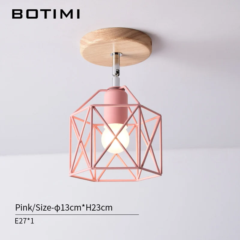 Pink BOTIMI современные светодиодные потолочные лампы с металлическим абажуром для коридора, Регулируемый потолочный светильник, дизайнерское освещение для спальни, E27 лампы - Цвет корпуса: Pink