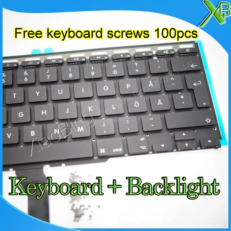 Новая шведская клавиатура SE с подсветкой и винтами для клавиатуры 100 дюйма MacBook Air