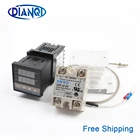 REX-C100 Цифровой ПИД-регулятор температуры, термостат, SSR выход Max40A SSR реле K, датчик термопары RexC-100 110 В  240 В