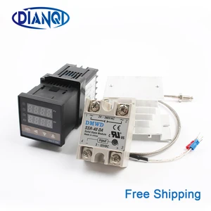 REX-C100 Цифровой ПИД-регулятор температуры, термостат, SSR выход Max40A SSR реле K, датчик термопары RexC-100 110 В  240 В