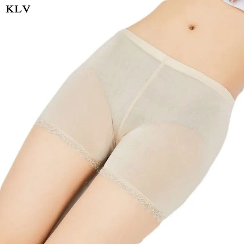 Nude(lace) Летние защитные штаны для женщин и девушек размера плюс, бесследные, с кружевной отделкой, с плоским концом, однотонные, тянущиеся, под брюки, средняя посадка, тонкие, боксеры, шорты - Цвет: Nude(lace)