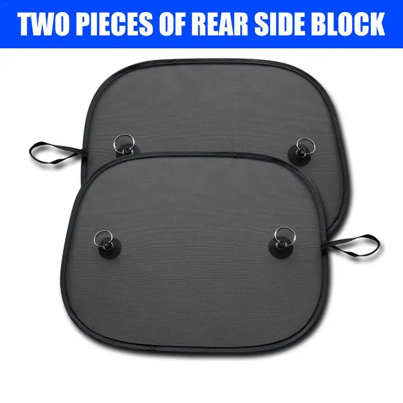 2Pcs rear side Автомобильный оконный солнцезащитный козырек с сеткой, авто солнцезащитный козырек, занавеска с присоской, Передняя Задняя боковая занавеска, автомобильные стильные чехлы, солнцезащитный козырек - Цвет: 2Pcs rear side